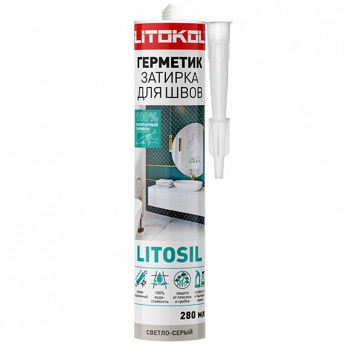 Герметик санитарный силиконовый LITOSIL, светло-серый