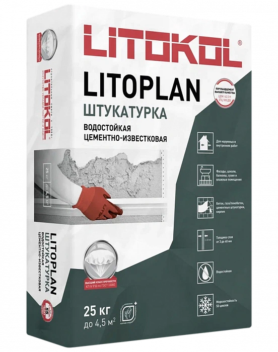 Цементная штукатурка Litokol LITOPLAN, 25 кг